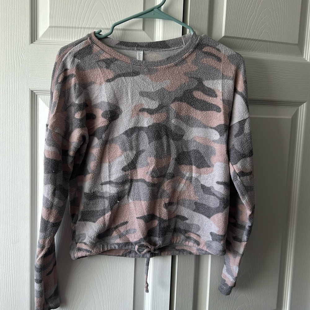 Love Charm long sleeve pink and gray camouflage shirt!